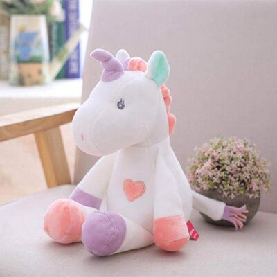 Juguete suave del peluche del animal del unicornio de la felpa de los niños de 13 pulgadas - blanco