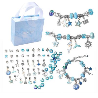 Kit para hacer pulseras de joyería de cristal (azul)