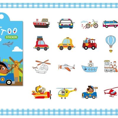 21Pcs Kids Temporary Tattoos Stickers - Vehicle