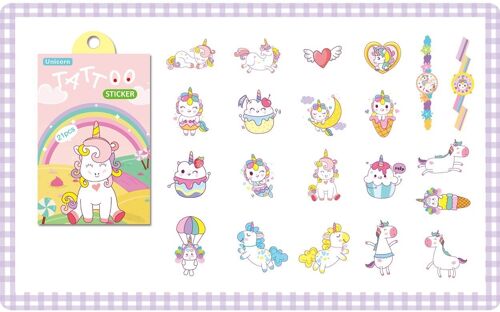 21Pcs Kids Temporary Tattoos Stickers - Unicorn