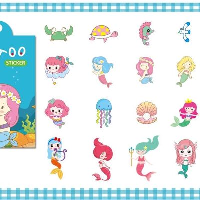 21Pcs Kids Temporary Tattoos Stickers - Mermaid