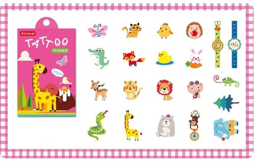 21Pcs Kids Temporary Tattoos Stickers - Animal