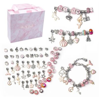 Kit per realizzare braccialetti con gioielli in cristallo (rosa)