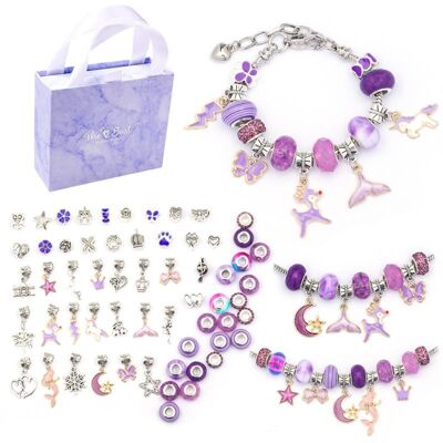 Kit para hacer pulseras de joyería de cristal (púrpura)