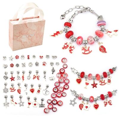 Kit de fabrication de bracelets de bijoux en cristal (rouge)
