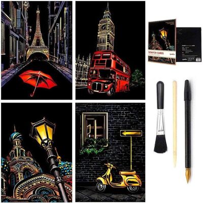 Scratch Art Paper Kit A4-Größe – Straßenansicht