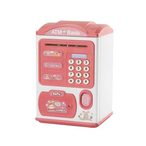 Kids Piggy Bank with Fingerfrint Key - Pink