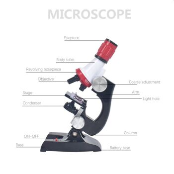 Microscope pour enfants grossissement 100x 400x 1200x avec lames 4