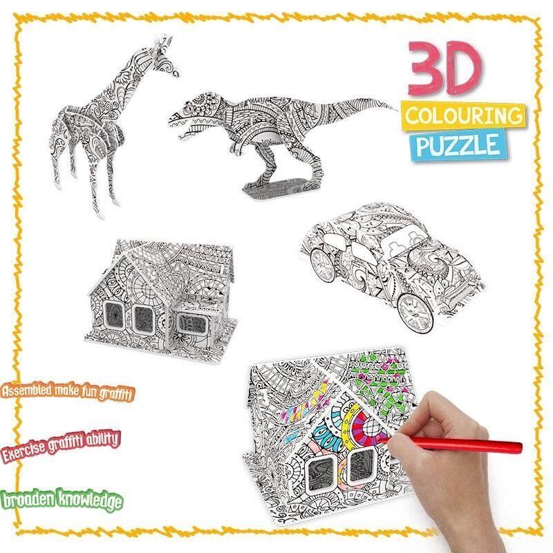 Buy wholesale 3D Colouring Puzzle 4 in 1 Art Colouring Puzzle for Kids ...