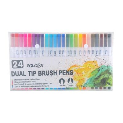 Dual Tip Brush Pens - 24 Colors