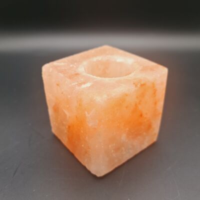 Himalayan Salt Tea Light Holders (Heart, Round Apple, Heart, Cube) - Cube