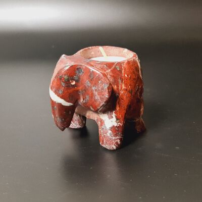 Brown Marble Elephant Tea Light Holder - Set of 1