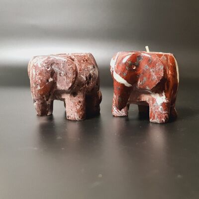 Brown Marble Elephant Tea Light Holder - Set of 2