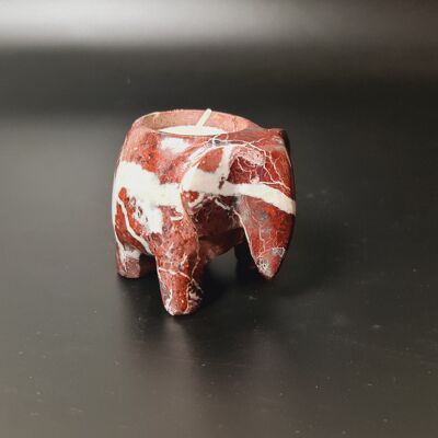 Marble/Stone Elephant Tea Light Holder - Brown