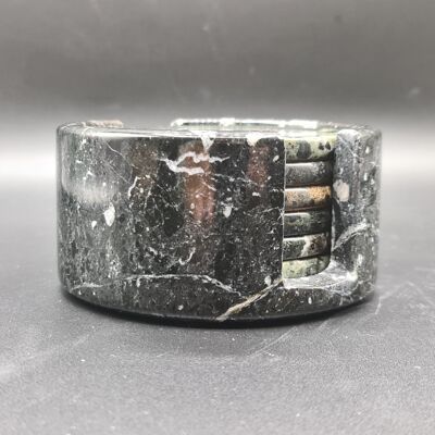Marble (Onyx) Tea Coasters - Set of 6 - Black Marble