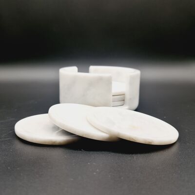 Marble (Onyx) Tea Coasters - Set of 6 - White Marble