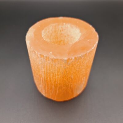 Orange Selenite Tealight Holder - Cylinder