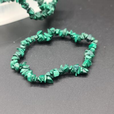 Malachite Stone Chip Bracelet 7.5"