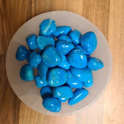 Blue Howlite Crystal, Turquenite, Tumbled Stone, Healing Crystal, Pocket Stone, Howlite Tumble Stones, Calming Stone, Meditation Stone - 5x