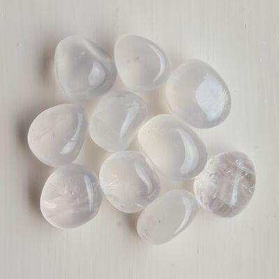 Clear Quartz Tumbled Stones, Natural Clear Quartz Tumblestones, Clear Quartz Worry Stone, Clear Quartz Crystal, Clear Quartz Pocket Stone - 1x