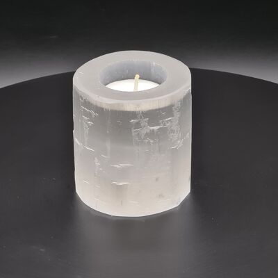Selenite Tealight Holder - Cylinder - 8 cm