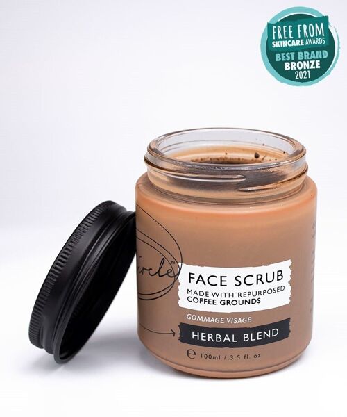 Zero Waste Vegan Face Scrub with Coffee + Rosehip [Herbal blend] Exfoliator