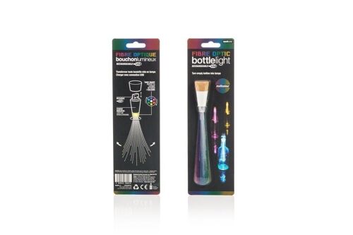 LED Flaschenlichter mit Akku und USB Anschluss Glasfaser bunt