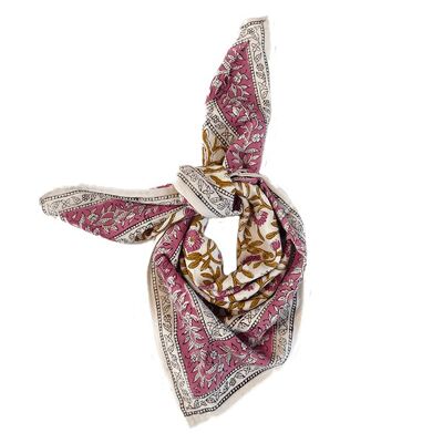 “Indian flower” print scarf Carma Rosée Pink Child
