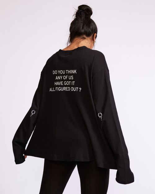 Women's Flowy Long Sleeve schwarz ‘Do you think any of us have got it all figured out?’