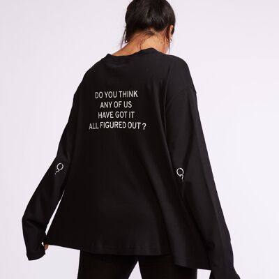 Women's Flowy Long Sleeve schwarz ‘Do you think any of us have got it all figured out?’