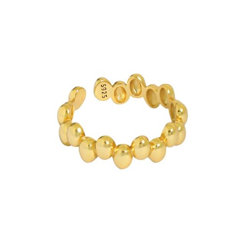 Oval Beaded Gold Ring