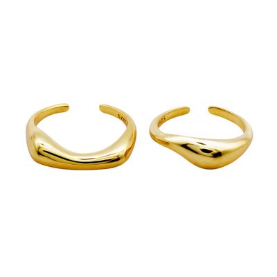 Set di anelli a doppio impilamento in oro 14k