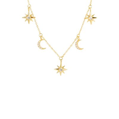 Moon & Star Charm Necklace