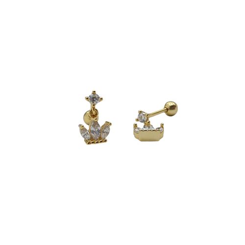 Gold Crown Stud Earring