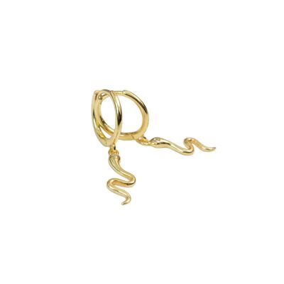 Gold Snake Charm Hoops