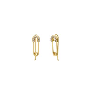 Gold Safety Pin Threader Earrings