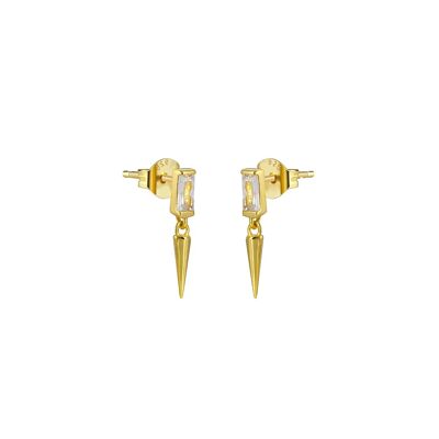 Gold Spike Charm Earrings