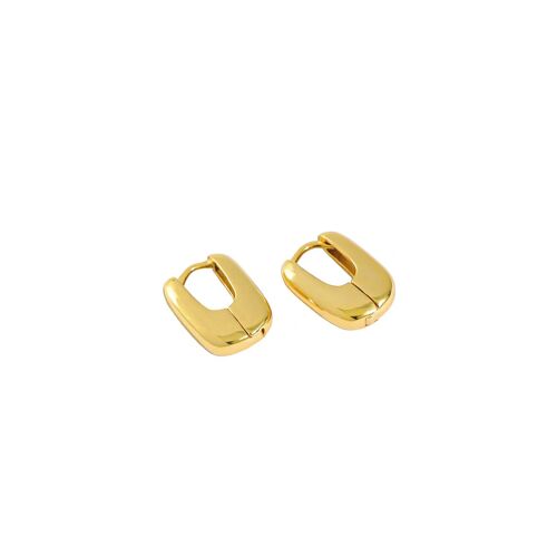 Thick Gold Oval Huggie Hoops
