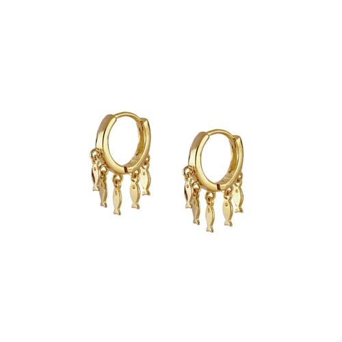 Gold Fish Charm Hoops