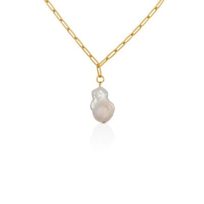 18k Gold Plated Baroque Pearl Pendant Chain