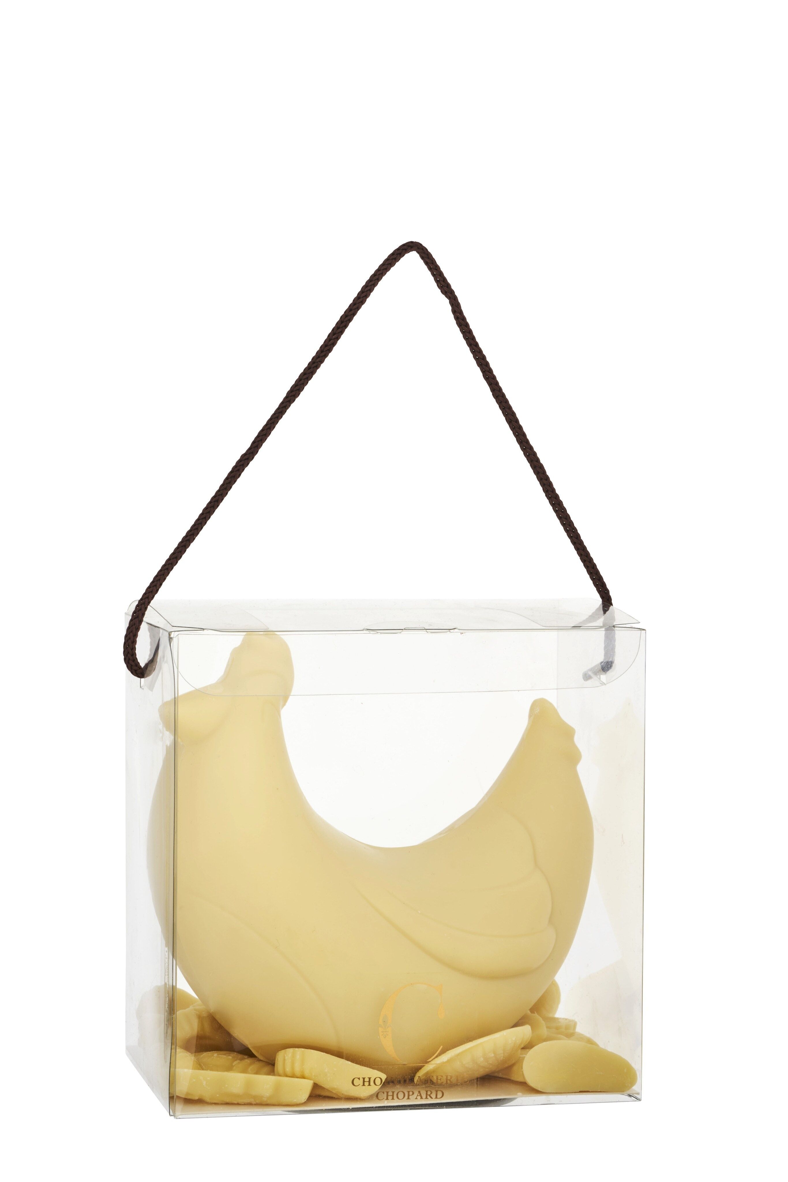 Boite Paques Poule Rieuse Modèle Médium au Chocolat Blanc de 250 g