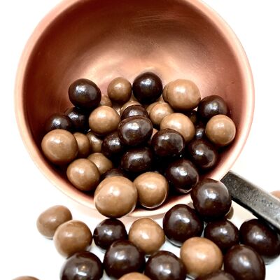 Corn balls, milk and dark chocolate duo (bulk 1kg)