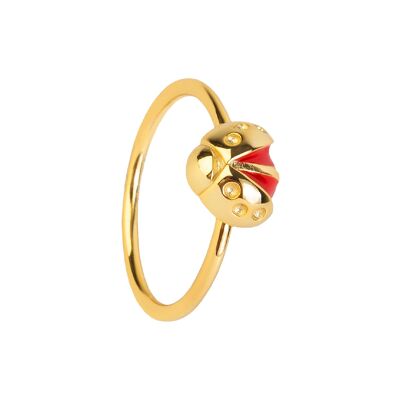 RED LADYBUG GOLD RING