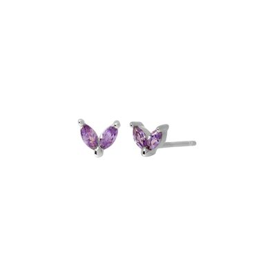 Violet zinnia silver studs