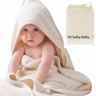 Babyhanddoek met capuchon in voile zakje met print
