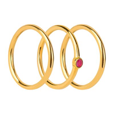 GARNET ORBIT GOLD RINGS