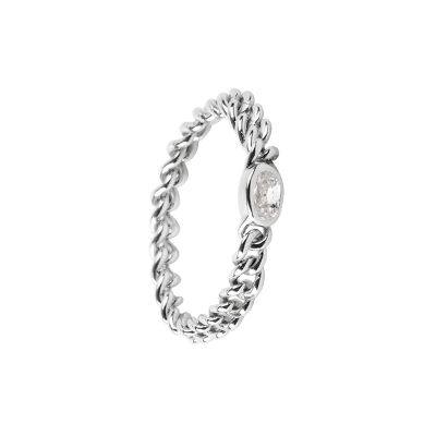 White marilyn silver ring