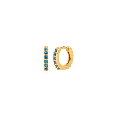 Blue mini bali gold hoops