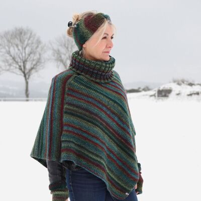 RAFAEL - Poncho multicolore à grosses mailles