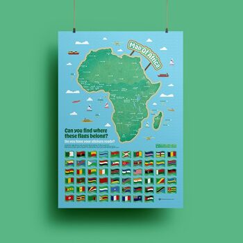 Cartes d'Afrique et des Caraïbes, drapeaux autocollants et faits amusants Pack complet 2